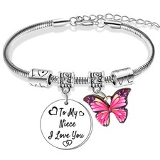 Wimeiren To My Niece Bracelet Gifts Butterfly Charm one size, Silver