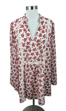 Tularosa Floral Paisley Lace Trim Flowing Shift Dress Size Large