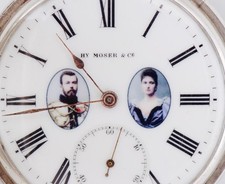 Antique H. Moser & Co Silver Imperial Presentation Pocket Watch Tsar Nicholas II