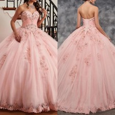 Pink Princess Quinceanera Dress Off Shoulder Lace Applique Bridal Gowns Sweet 16