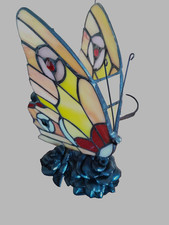 TIFFANY STYLE BUTTERFLY STAINED GLASS ELECTRIC TABLE LAMP