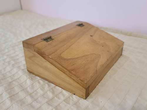 Antique Slant Top Tabletop Wood Writing Slope Box Lap Desk Trinket Holder (?)