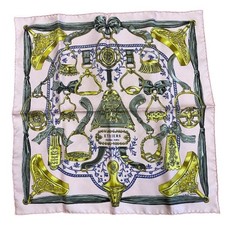 Hermes Scarf Carre 45 Etriers Stirrup Pattern All Over Accessory Logo Silk Pink