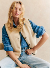 NEW NWT Sezane Balthazar Jacket Vest Sz 6 US 38 EUR ECRU