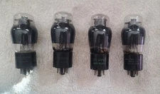 Very Strong Quad Sylvania JAN-CHS 6L6GA Black Plate [] Foil Getter Smoked