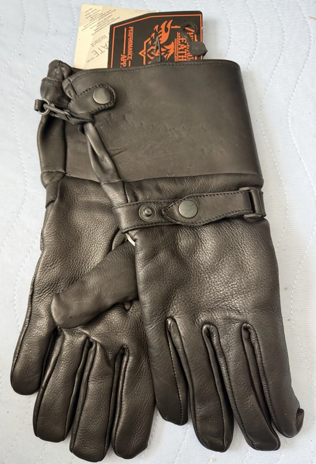Milwaukee Leather SH857 Mens Black Deerskin Leather Thermal Lined Gauntlet Glove