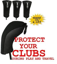 NEW THICK HYBRID Head Covers Golf Club BLACK HeadCover FULL Complete 3 4 5 Set