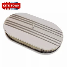 15"x2" Polish Aluminum Half Finned Air Cleaner Nostalgic For GM SBC BBC Hot Rod