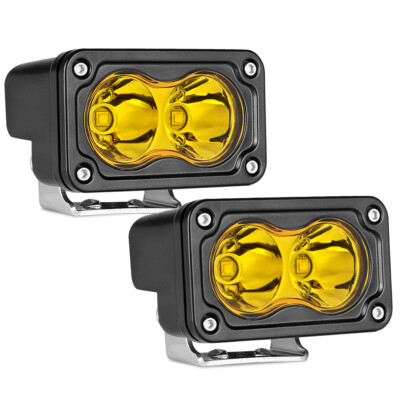 For Polaris 2x3Inch LED Cube Pods Bumper Work Light Bar Driving Ditch Amber Spot