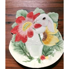 Fitz and Floyd Essentials Bunny Blooms Collection Canape Hanging NIB Plate