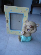 Resin Desktop Teddy Bear Holding a Photo Frame Holds 3 X 2 Size: 6 X 6