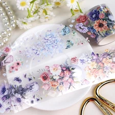 Journaling Scrapbook PET Tapes - Floral Scrapbooking Junk Journal Supplies, Flow