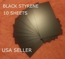 BLACK STYRENE SHEETS (10) .060 (1.5 MM) POLYSTYRENE 0.06 .06 