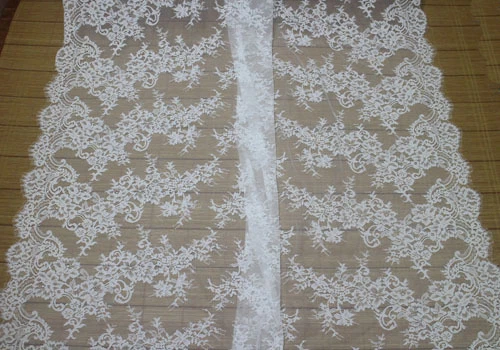 3 Meters French Chantilly Style Eyelash Double Edge Lace Fabric Wedding Dress  - Image 2 of 4