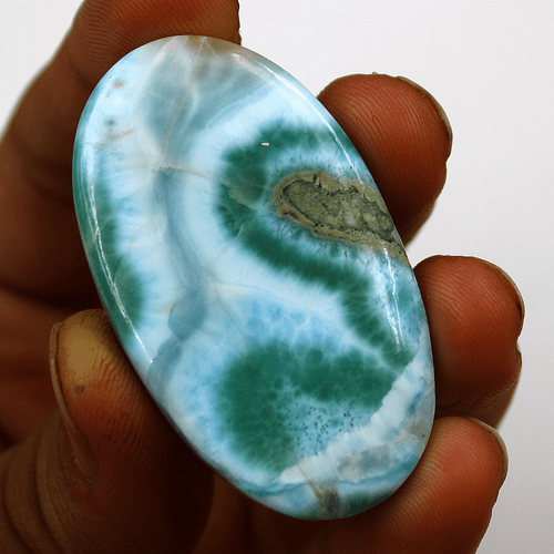 136.6 Cts Natural Dominican Larimar Top Grade 52.5mmx30mm Oval Cabochon Gemstone - Picture 2 of 11