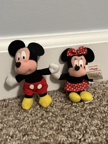 Mickey & Minnie Mouse Mini Bean 4” Plush Toys Kelloggs 2001 Disney World - Afbeelding 1 van 5