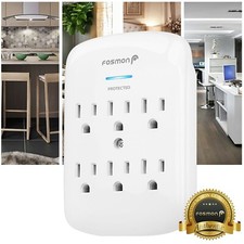 6 Outlet Extender Surge Protector Multi Plug Wall Adapter Tap 1200J ETL Listed 