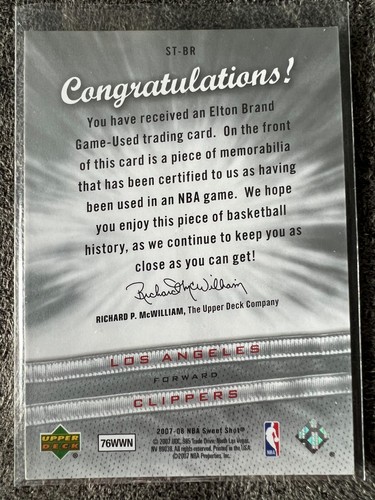 2007-08 Upper Deck Sweet Shot Sweet Stitches #ST-BR Elton Brand Jersey - Picture 2 of 2