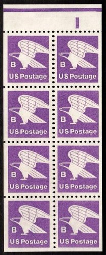 US Scott 1819a B (18c) ~ Booklet Pane of 8 ~ F/VF ~ NH ~ Rate change ~ 3/15/1981