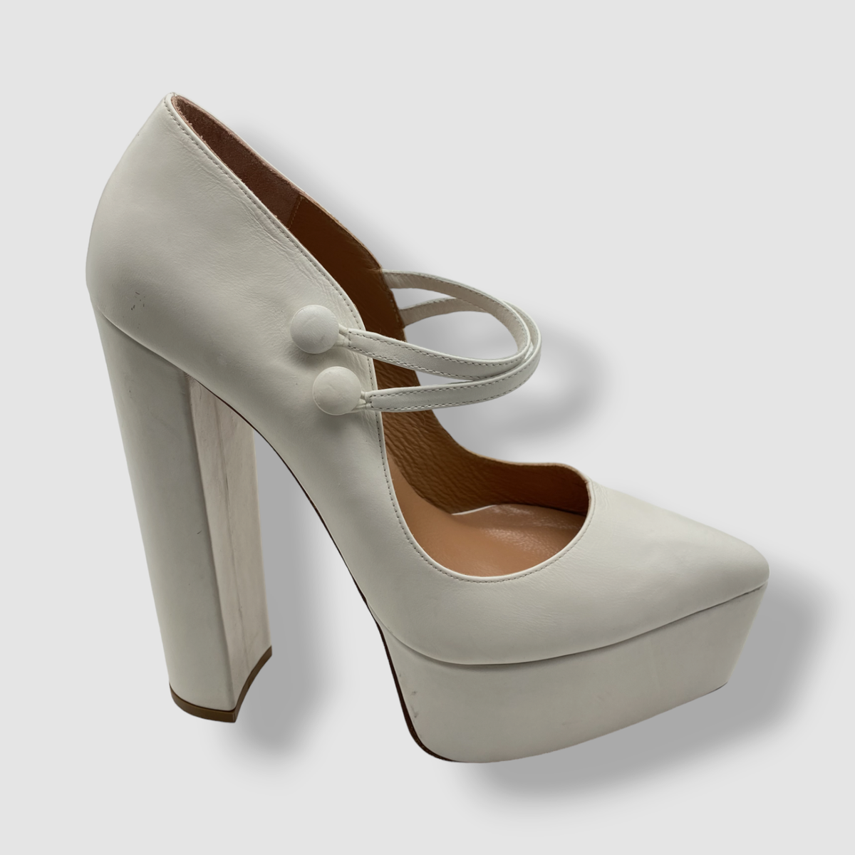 $750 Andrea Wazen Women's White Double Jeu Mary Jane $750 Andrea Wazen Women's White Double Jeu Mary Jane