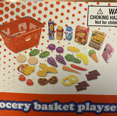 85 Pieces Kids Pretend Play Grocery Basket Play Set Burger Sub