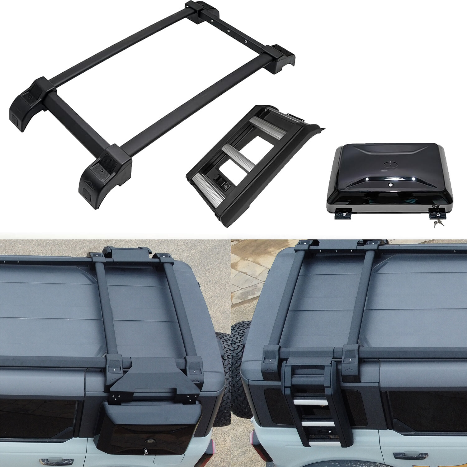 Half Roof Rack Cross Bar for Ford Bronco 2021-2025 4D Hard Top Side Box & Ladder