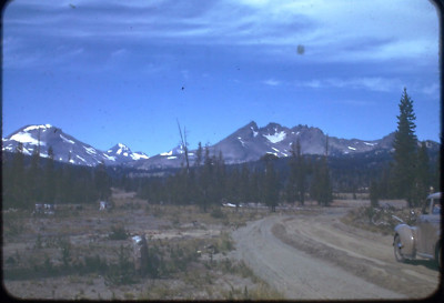 Red Border 1940s Three Sisters & Broken Top Mountain Oregon Kodachrome Slide A42