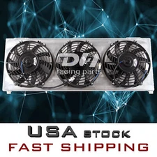 Aluminum Shroud&3*9"Fans Fits 1984-1990 Jeep Wagoneer Limited Base 2.5L 4.0L