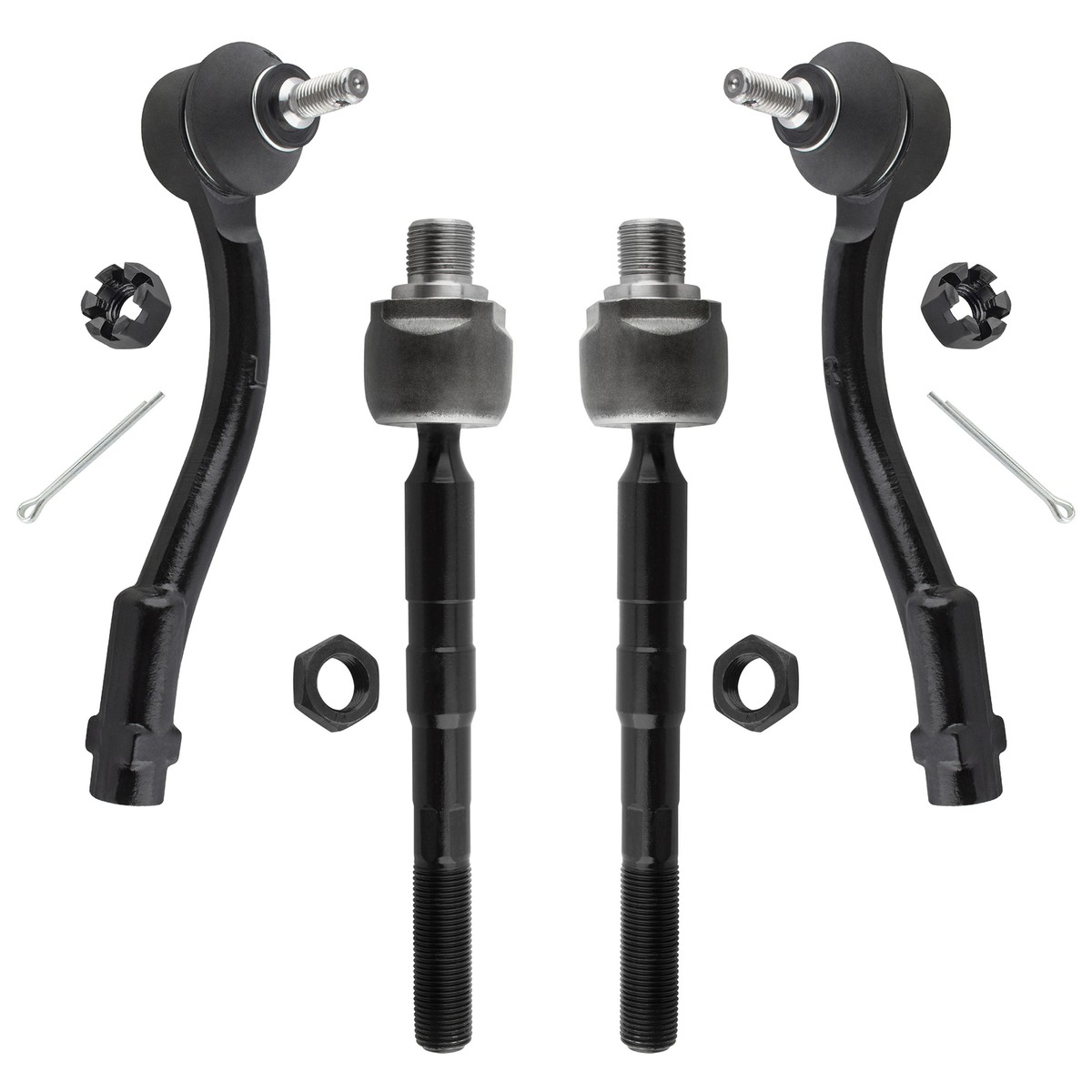 リオ　エクステ Tie Rod Ends For 2006-2011 Kia Rio 4pcs Front Inner Outer Sedan