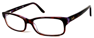 Ray Ban RB5187 2442 Glossy Tortoise Purple Rectangle Eyeglasses 52-16 140 New s-l400.jpg main image 2