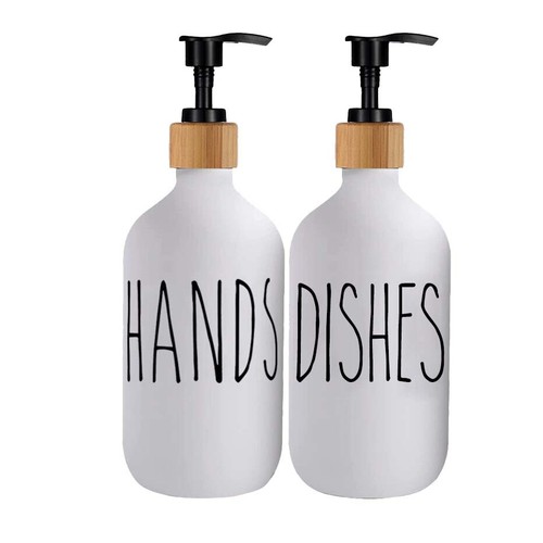 500ML Soap Dispenser Tray Set For Kitchen Counter Bathroom HANDS / DISHES Bottle - Picture 42 of 44
