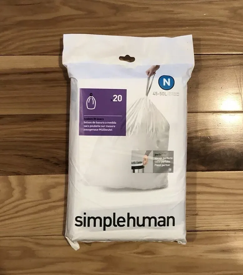 Lot of 3 Code N 20 Ct SIMPLEHUMAN Custom Fit Trash Bags Can Liners Refill  Size