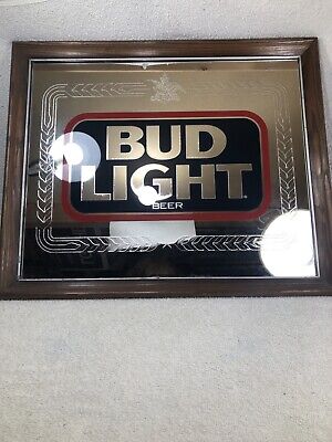 Vintage Budweiser Bud Light Mirror Sign, Bud Light Mirror Picture