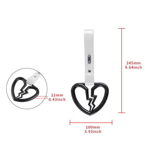 Carbon Sty Broken Heart JDM Ring Tsurikawa Subway Car Handle Strap -White PVC X2 - Picture 4 of 7