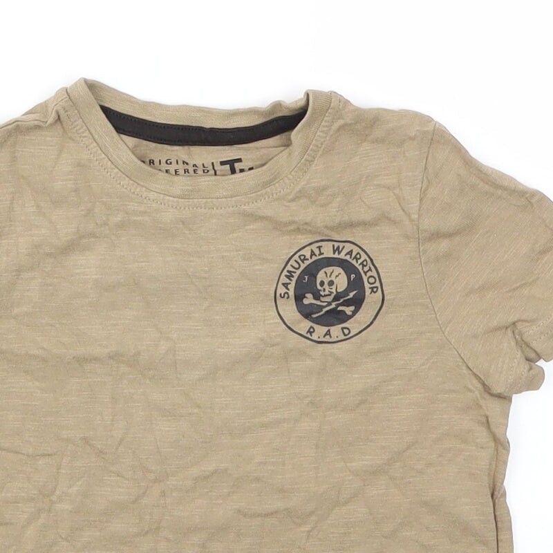 TU Boys Beige 100percent Cotton Basic T-Shirt Size 3 Years Crew Neck image 7