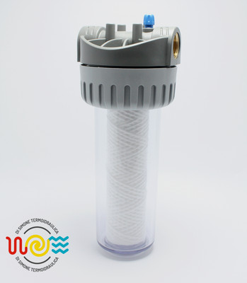 CONTENITORE FILTRO ACQUA ADDOLCITORE CON CARTUCCIA FILTRANTE DA 20 MICRON