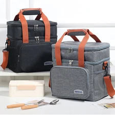 Portable Handheld Insulated Box Lunch Bag Zipper Closure Large Capacity Outdoor