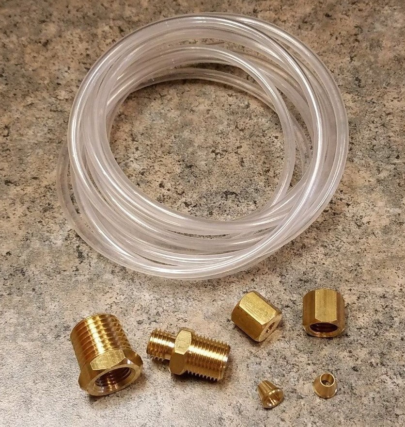 Mechanical Oil Pressure Gauge Line Kit - 6ft Copper Tubing, 1/8" Fittings, For Ford Tractors