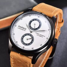 PARNIS Gents 43mm Automatic Watch for Men Classic Power Reserve PVD Wristwatches