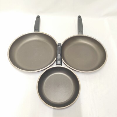 Mainstays 3 Piece Non Stock Frying Pan Set 7 9 11 Aluminum Skillet Stovetop Used