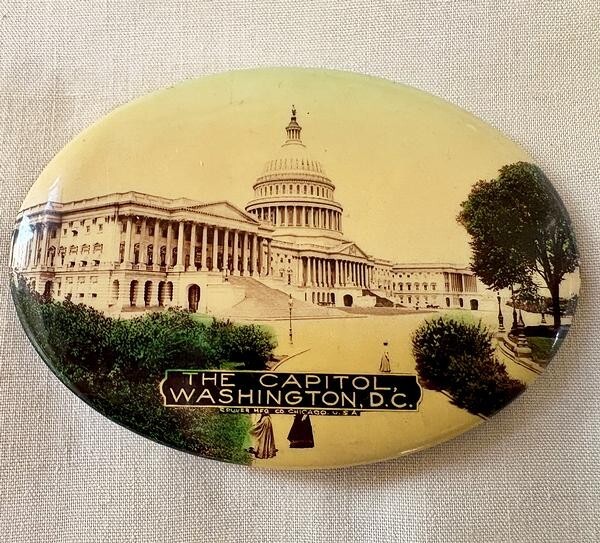 Vintage Celluloid Pocket Mirror Featuring The Capitol Washington DC in Color