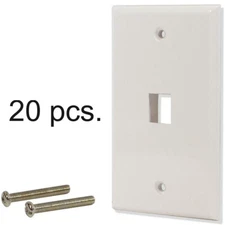 White 1 Port Hole Keystone Jack Flat Wall Plate with Smooth Surface (20/pack)