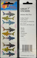 12 packages of Prismatic Shark stickers, "Great 7" Sticker Design, PPZ4006