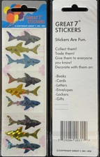 12 packages of Prismatic Shark stickers, "Great 7" Sticker Design, PPZ4006