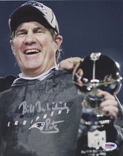 Coach Bill Belichik SIGNED 8x10 New England Patriots Super Bowl Inscription PSA