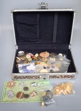 Box Of Random Buttons. Different Material And Sizes. 1 Champaign Button