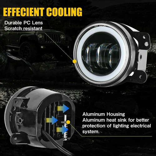 Green Halo LED Headlights+Fog Lights for 2018-2025 Jeep Wrangler JL Gladiator JT - Bild 16 von 24