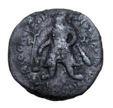 KUSHAN EMPIRE. AE TETRADRACHM. VIMA KADPHISES, C. 113-127 AD. SHIVA AND BULL REV
