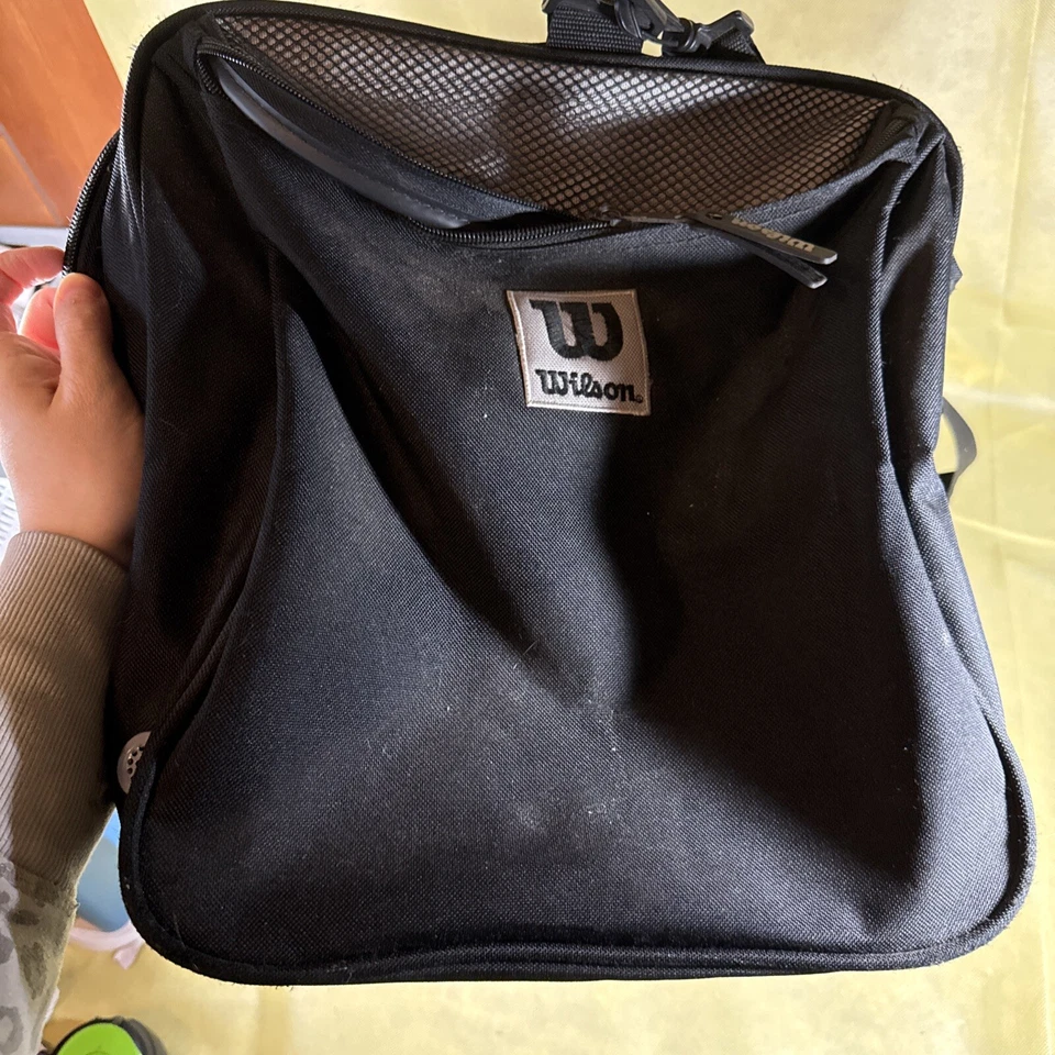 "Bolso de lona deportivo Wilson vintage 24"" gris y negro correa para el hombro" Foto 4 de 4