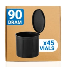 Loud Lock Pop Top Dram Vials - Food Storage Containers - 90 Dram - 45ct - Black